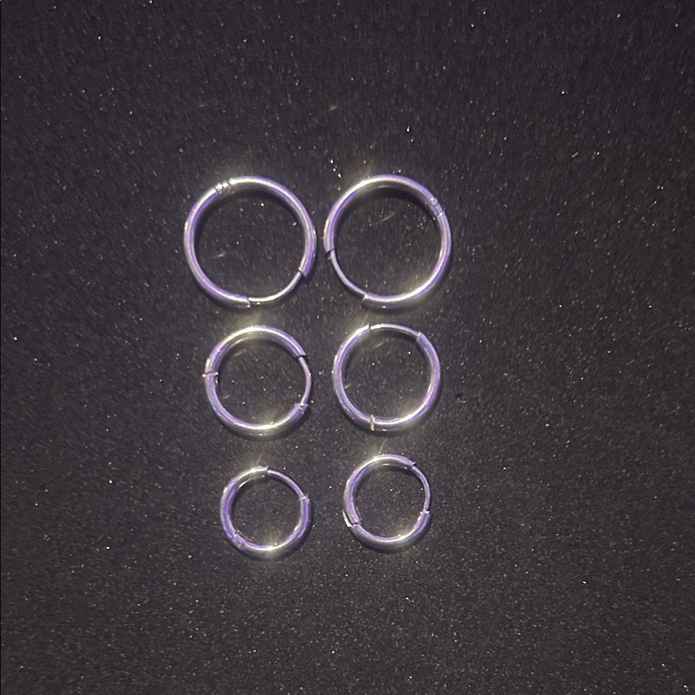 Set of Silver Hoop Earrings